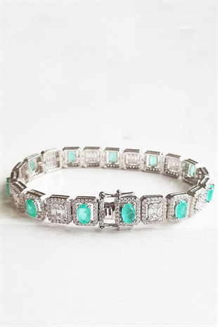 İTHAL PARAIBA TOURMALINE BAGET GÜMÜŞ BİLEKLİK