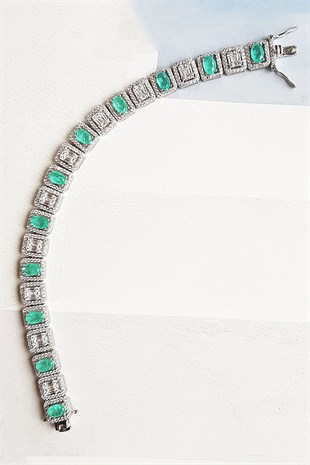 İTHAL PARAIBA TOURMALINE BAGET GÜMÜŞ BİLEKLİK