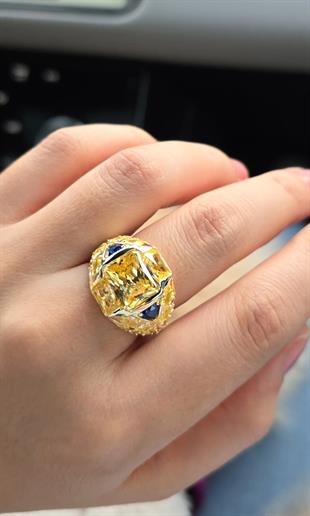 İTHAL PREMİUM BOMBELİ SARI BUZ KESİM GÜNÜŞ YÜZÜK