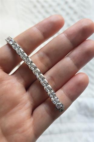 İTHAL PREMİUM MOZANİT 4MM GÜMÜŞ BİLEKLİK