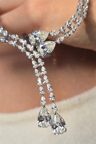 İTHAL PREMİUM MOZANİT  DAMLA GÜMÜŞ KOLYE