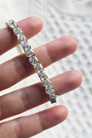 İTHAL PREMİUM MOZANİT 6MM GÜMÜŞ BİLEKLİK