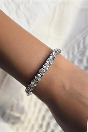 İTHAL PREMİUM MOZANİT 6MM GÜMÜŞ BİLEKLİK