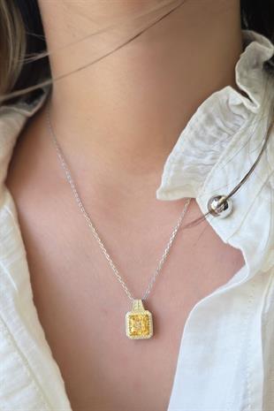 İTHAL PREMİUM SARI DAMLA GÜMÜŞ KOLYE