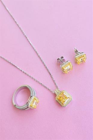 İTHAL PREMİUM SARI DAMLA GÜMÜŞ KOLYE