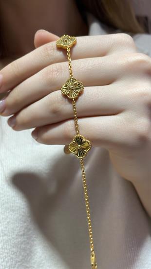 İTHAL ÇOKLU YONCA LAZER KESİMLİ GÜMÜŞ BİLEKLİK