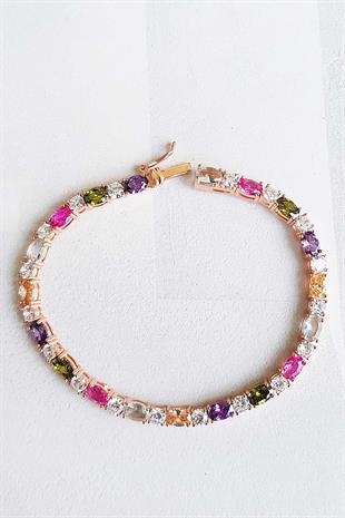 İTHAL RENKLİ TAŞLAR ÖZEL İŞÇİLİK GÜMÜŞ BİLEKLİK