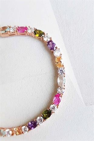 İTHAL RENKLİ TAŞLAR ÖZEL İŞÇİLİK GÜMÜŞ BİLEKLİK