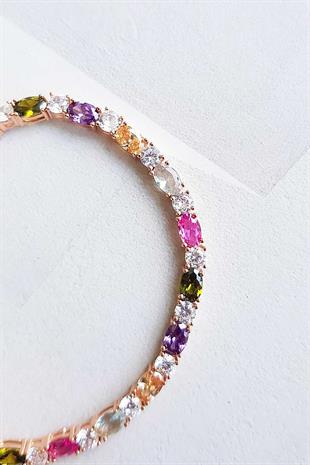 İTHAL RENKLİ TAŞLAR ÖZEL İŞÇİLİK GÜMÜŞ BİLEKLİK