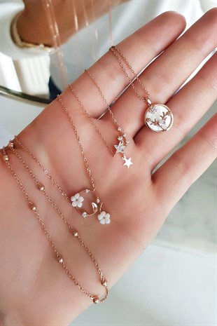 İthal Sedef Taşlı Geyik Gümüş Kolye