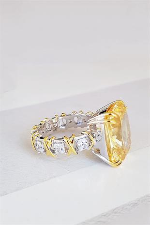 İTHAL TAMTUR XL FANCY KESİM SARI DİKDÖRTGEN GÜMÜŞ YÜZÜK