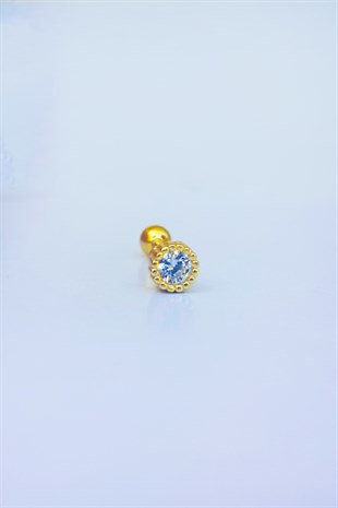 Imported Single Stone Silver Piercing Earrings