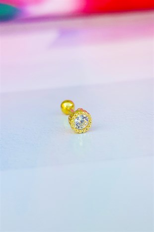 Imported Single Stone Silver Piercing Earrings