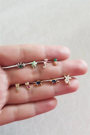 İTHAL TEKLİ ANANAS MİNİ GÜMÜŞ KÜPE PİERCİNG