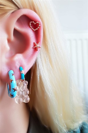 İTHAL TEKLİ HEART BALL GÜMÜŞ PİERCİNG KÜPE