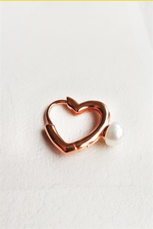 İTHAL TEKLİ HEART PEARL ROSE GÜMÜŞ KÜPE