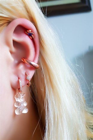 İTHAL TEKLİ MİNİ AYCIK ROSE GÜMÜŞ PİERCİNG KÜPE