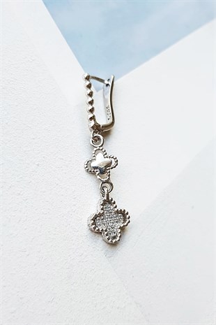 İTHAL TEKLİ SALLANTILI  YONCA ZİRCON TAŞ DETALI  GÜMÜŞ KÜPE