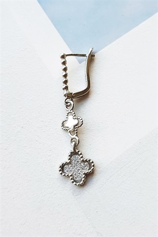 İTHAL TEKLİ SALLANTILI  YONCA ZİRCON TAŞ DETALI  GÜMÜŞ KÜPE
