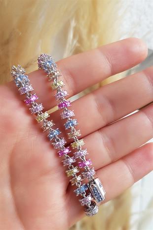 İTHAL VIP BOMBİLO RENKLİ GÜMÜŞ BİLEKLİK