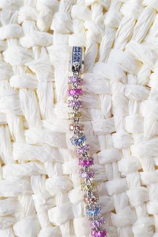 İTHAL VIP BOMBİLO RENKLİ GÜMÜŞ BİLEKLİK