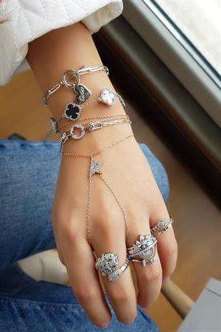 İTHAL VIP LADY KAYA KAPLAN GÜMÜŞ YÜZÜK