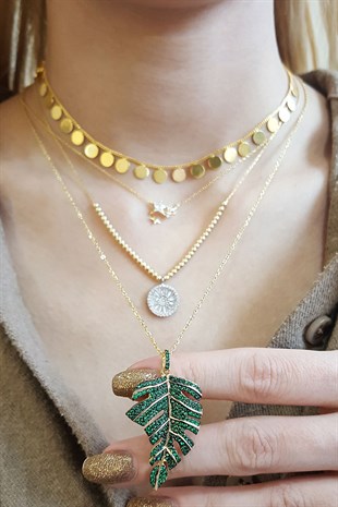 İTHAL YAPRAKLI GÜMÜŞ KOLYE