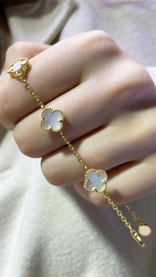 İTHAL YONCA BEYAZ SEDEF GÜMÜŞ BİLEKLİK