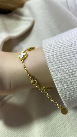 İTHAL YONCA BEYAZ SEDEF GÜMÜŞ BİLEKLİK