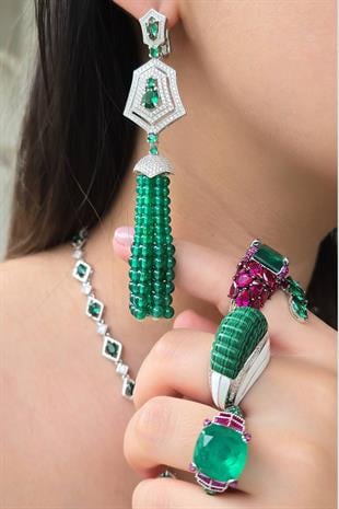 İTHAL ZÜMRÜT SALKIMI GÜMÜŞ KÜPE