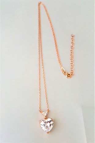 KALP FİGÜRLÜ TEK TAŞ GÜMÜŞ KOLYE