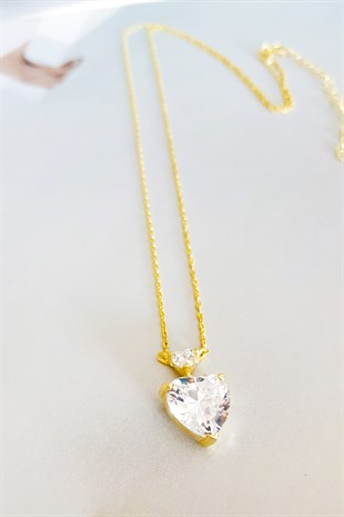 KALP FİGÜRLÜ TEK TAŞ GÜMÜŞ KOLYE