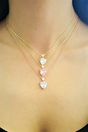 KALP FİGÜRLÜ TEK TAŞ GÜMÜŞ KOLYE