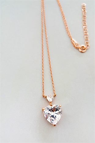 KALP FİGÜRLÜ TEK TAŞ GÜMÜŞ KOLYE