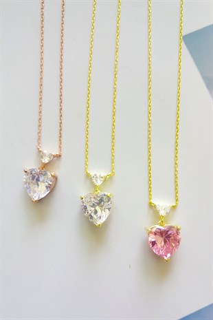 KALP FİGÜRLÜ TEK TAŞ GÜMÜŞ KOLYE