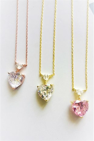 KALP FİGÜRLÜ TEK TAŞ GÜMÜŞ KOLYE