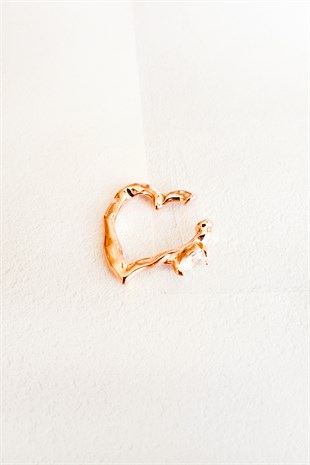 Silver Cartilage Earrings with Heart Stones and Heart Figures