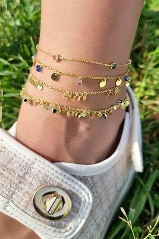 LACİVERT BEYAZ TAŞLI GÜMÜŞ HALHAL