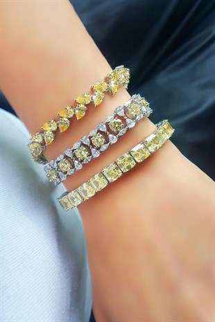 İTHAL LILY RADIATION DIAMOND YELLOW UP GÜMÜŞ BİLEKLİK