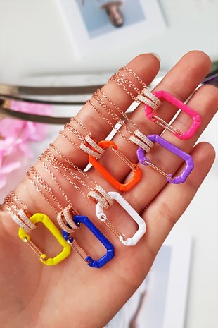 MAVİ İTHAL DOUBLE ZİNCİR DİKDÖRTGEN GÜMÜŞ KOLYE