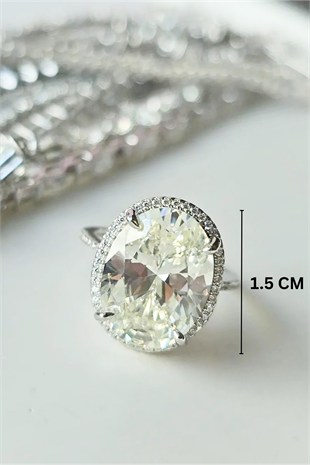 MEGA OVAL MOZANİT GÜMÜŞ YÜZÜK