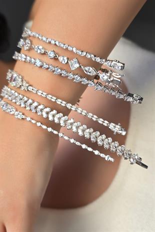 MOZANİT 2 TARAFLI DAMLA GÜMÜŞ BİLEKLİK