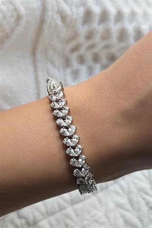 MOZANİT 2 TARAFLI DAMLA GÜMÜŞ BİLEKLİK