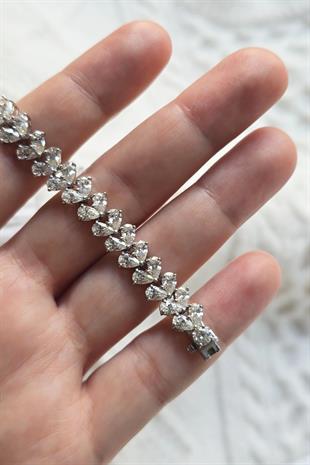 MOZANİT 2 TARAFLI DAMLA GÜMÜŞ BİLEKLİK