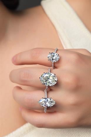 MOZANİT BİG OVAL GÜMÜŞ YÜZÜK