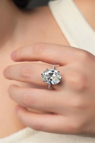 MOZANİT BİG OVAL GÜMÜŞ YÜZÜK