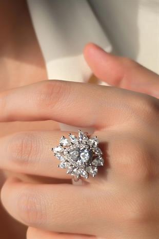 MOZANİT DAMLA LARGE GÜMÜŞ YÜZÜK