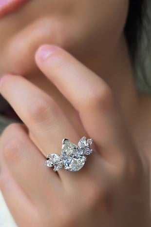 MOZANİT ELSA TEAR GÜMÜŞ YÜZÜK