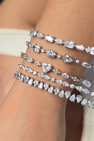 MOZANİT FULL DAMLA GÜMÜŞ BİLEKLİK