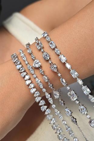 MOZANİT FULL DAMLA GÜMÜŞ BİLEKLİK